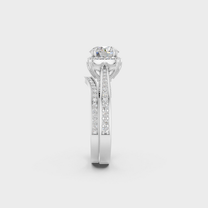 White Gold Certified Round Diamond Ring Set Elegant Design