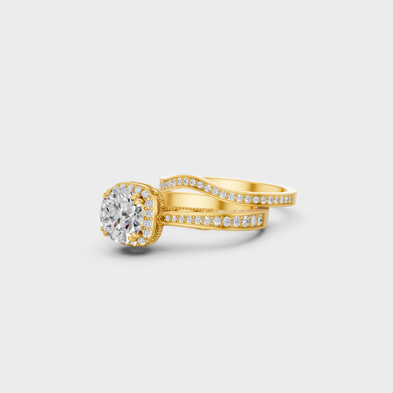 Elegant Round Diamond Proposal Ring Set In Yellow Gold