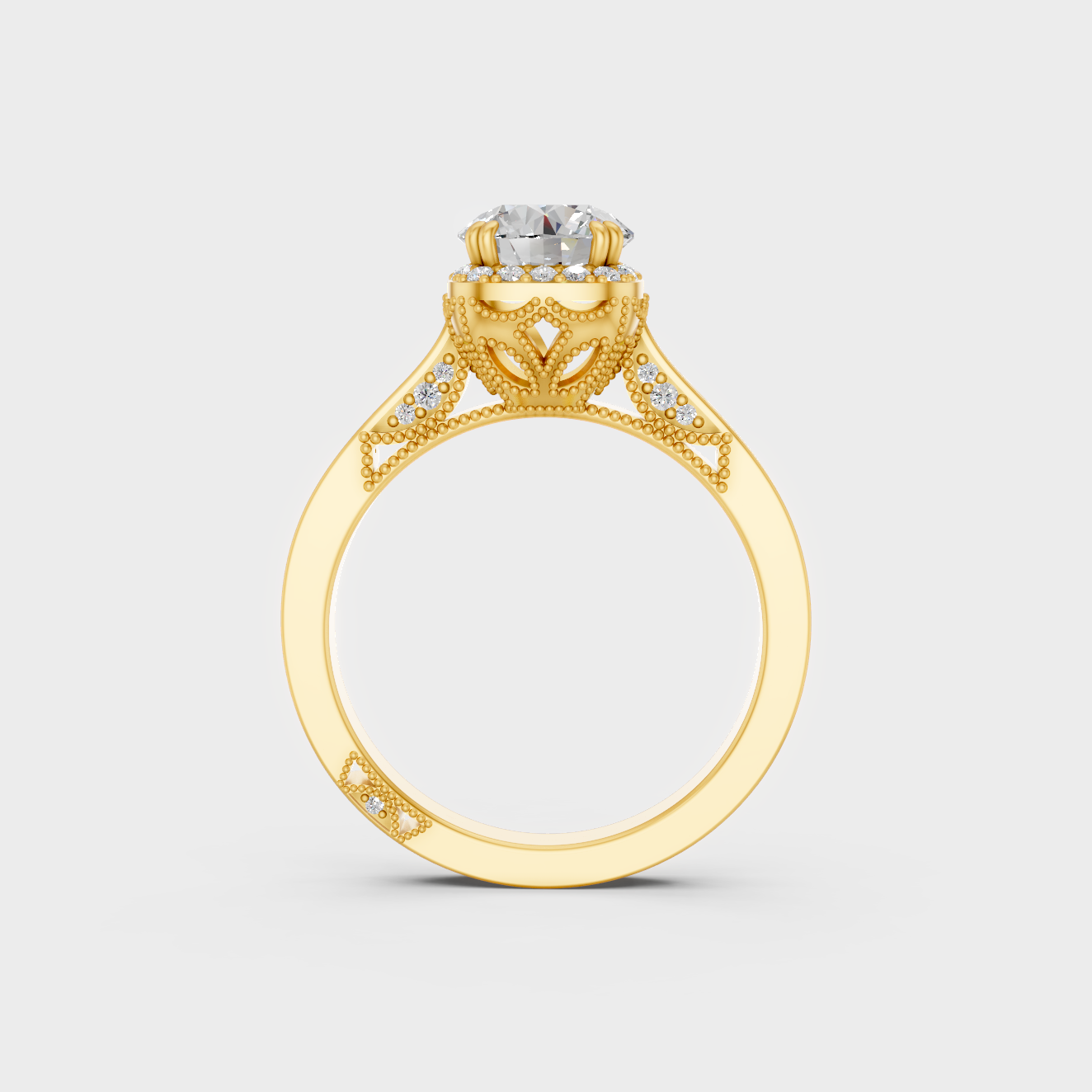 Yellow Gold Round Diamond Ring Set For Everyday Luxury