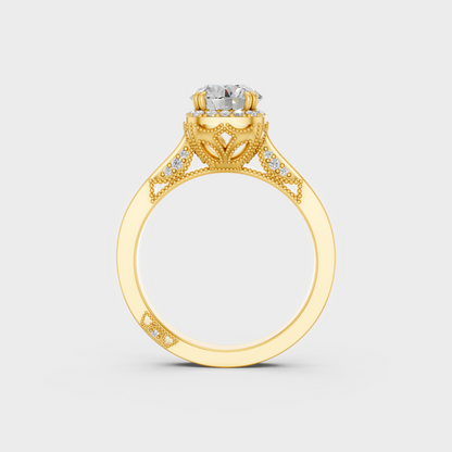 Yellow Gold Round Diamond Ring Set For Everyday Luxury