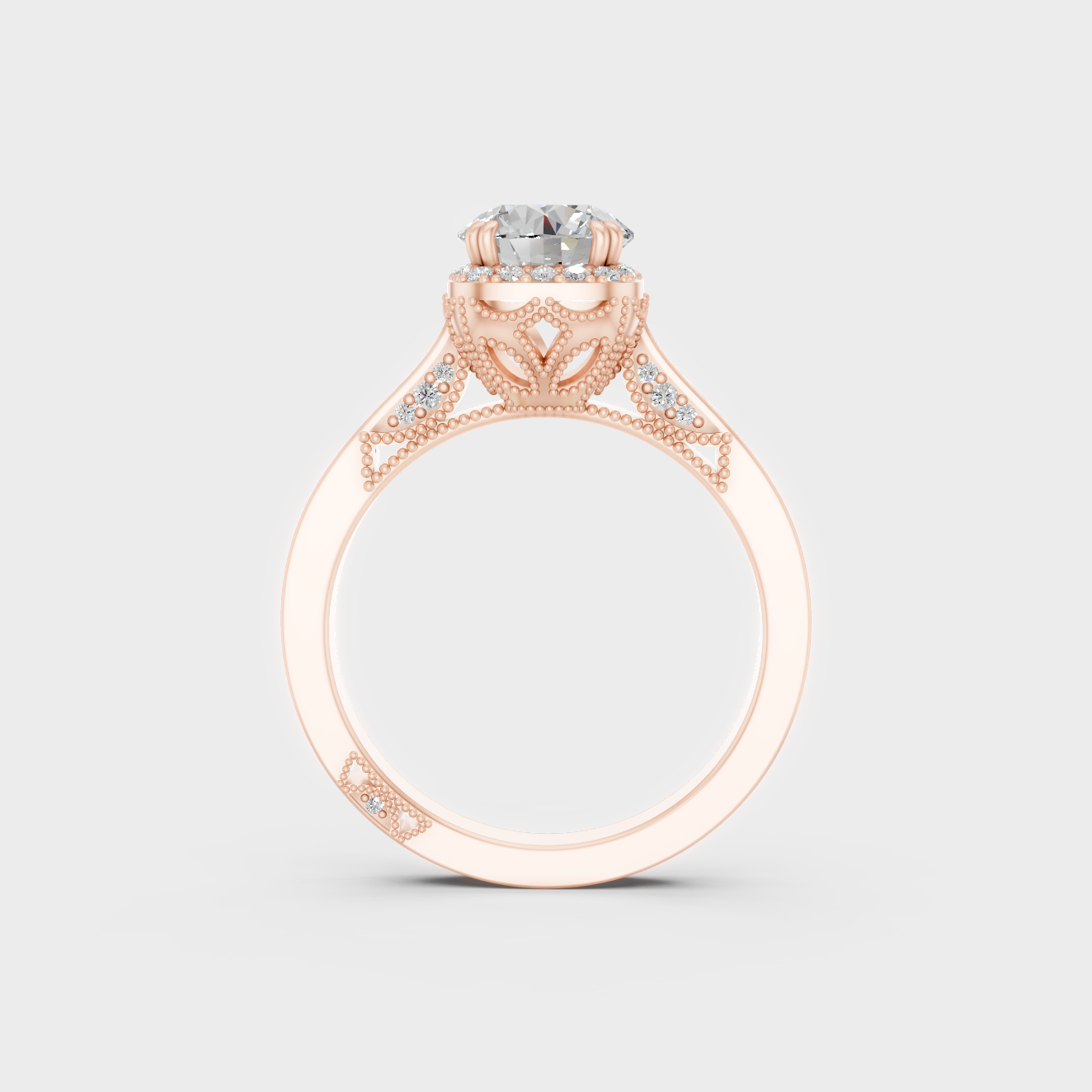 Rose Gold Luxury Round Diamond Bridal Ring Set