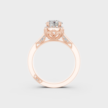 Rose Gold Luxury Round Diamond Bridal Ring Set