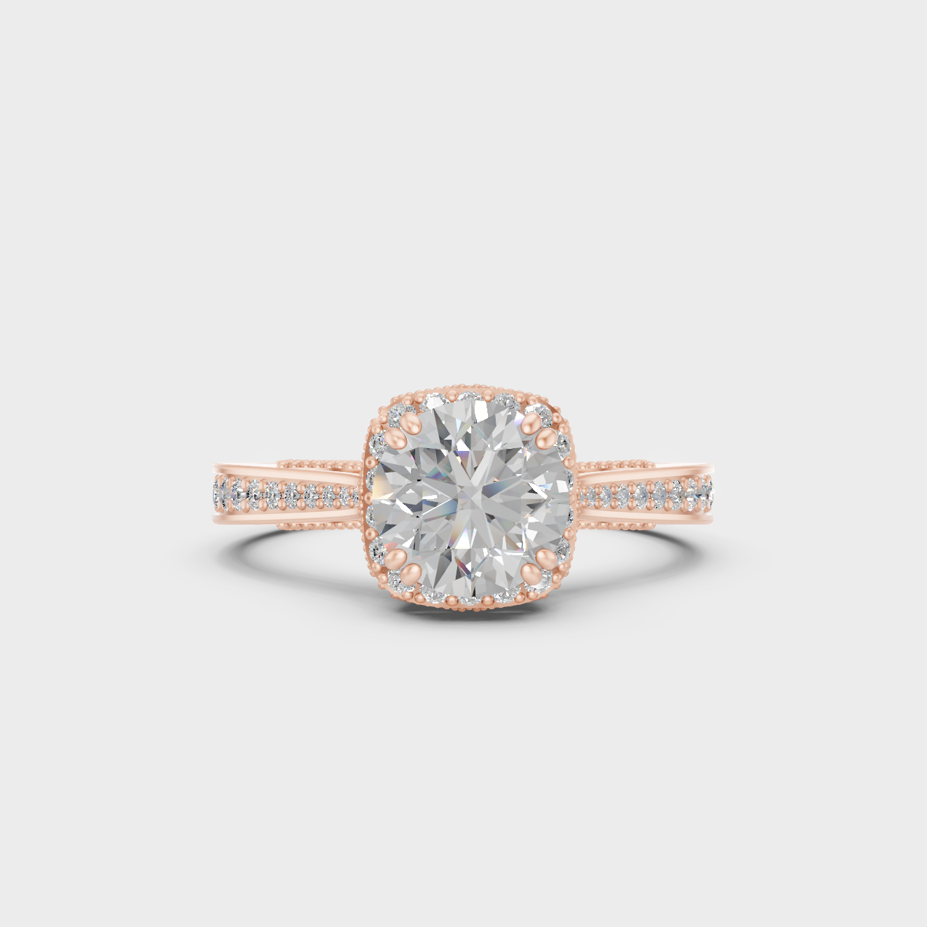 Rose Gold Luxury Round Diamond Bridal Ring Set