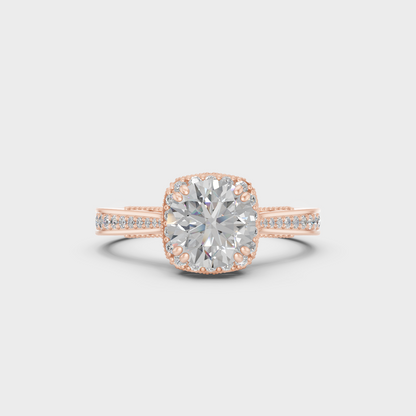 Rose Gold Luxury Round Diamond Bridal Ring Set