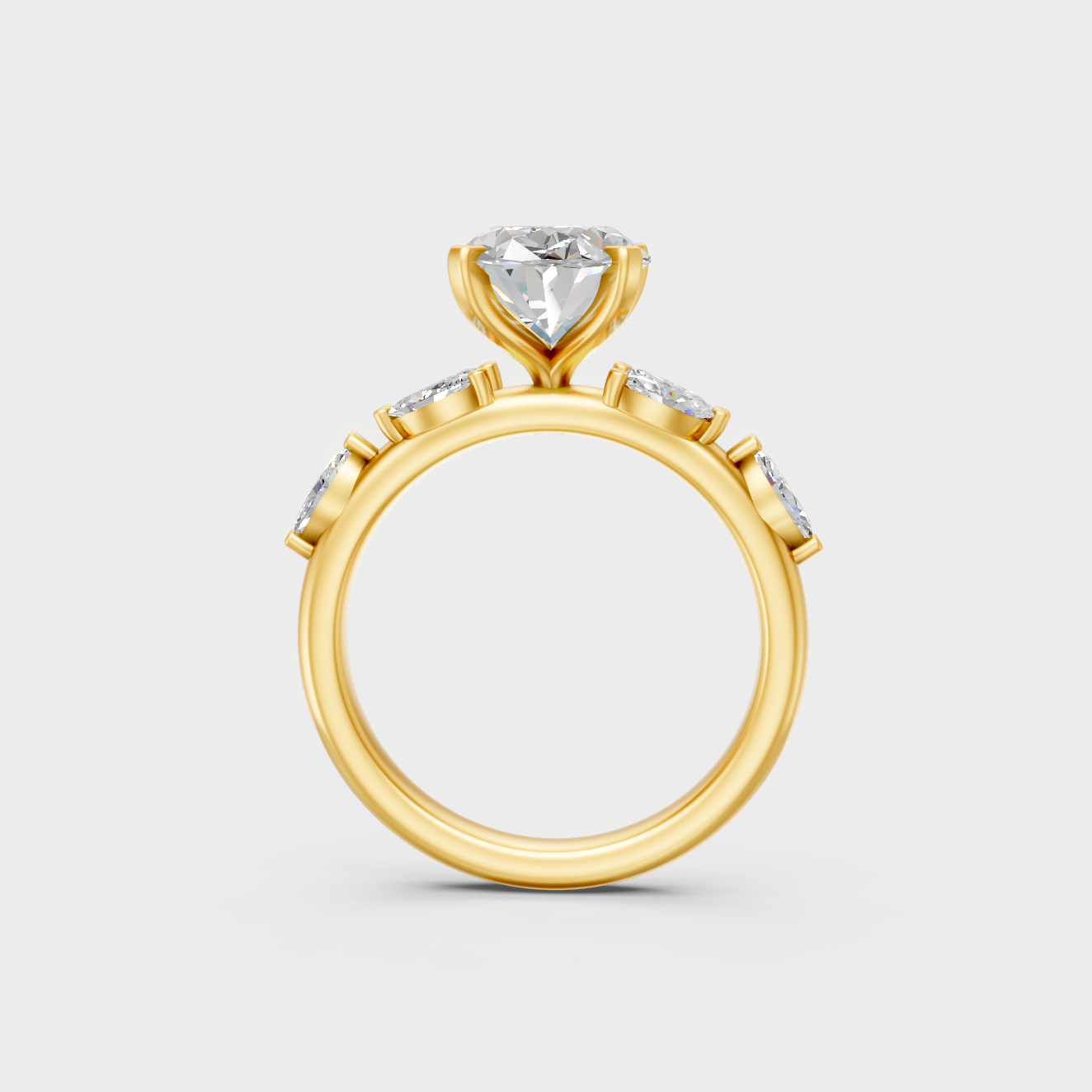 Elegant Oval Marquise Proposal Ring Set In Yellow Gold