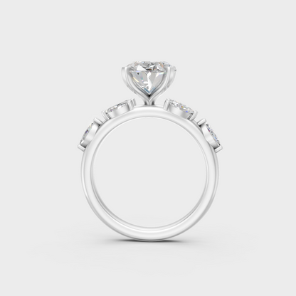Premium Platinum Oval Diamond Ring Set With Brilliant Sparkle