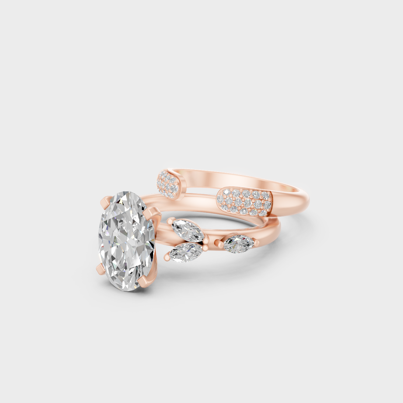 Ethical Lab Grown Multi Shape Ring Set In Rose Gold