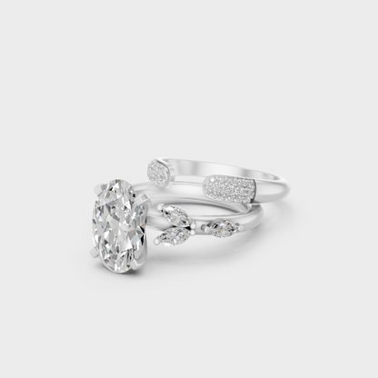 Platinum Oval Marquise Round Diamond Ring Set Timeless Design