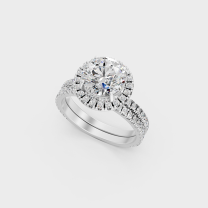 Elegant White Gold Round Halo Ring Set Fine Jewelry