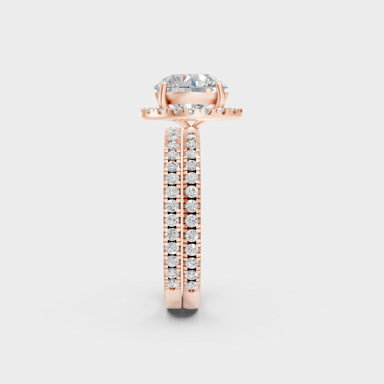 Ethical Lab Grown Halo Ring Set In Rose Gold
