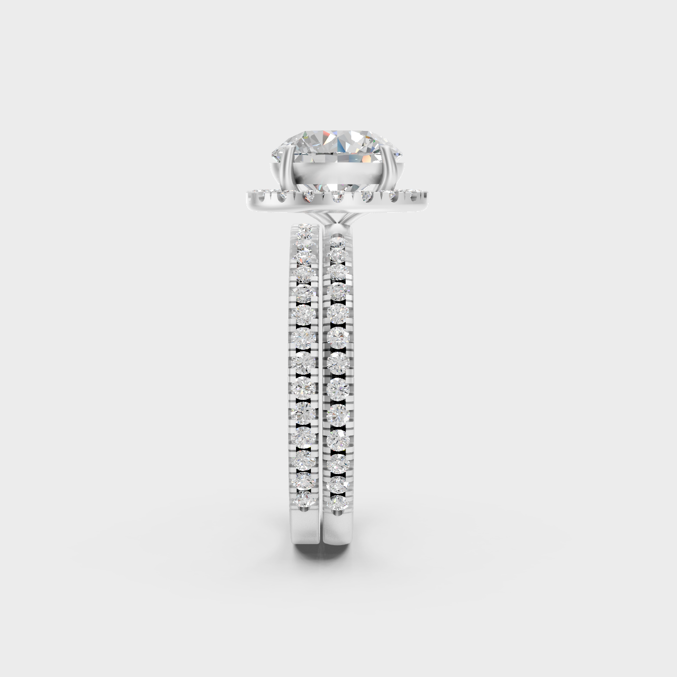 Platinum Luxury Round Halo Ring Set With Refined Sparkle