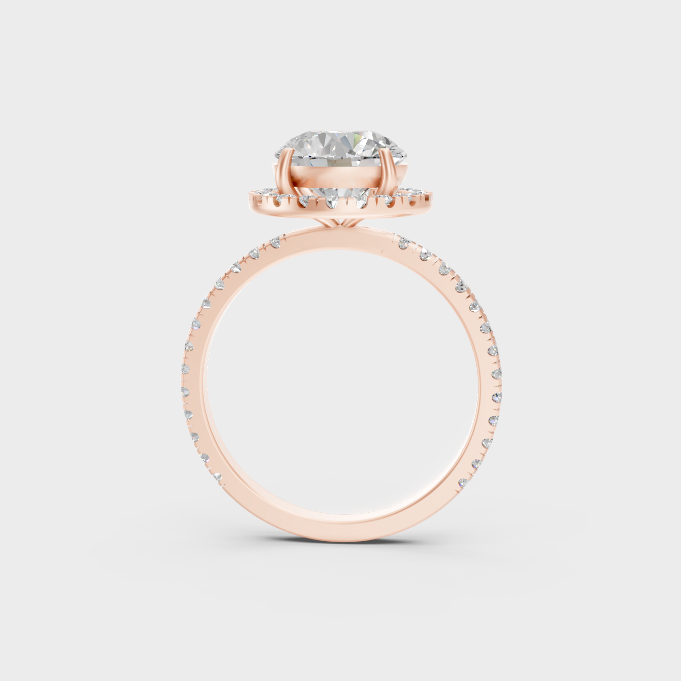 Rose Gold Engagement Halo Ring Set With Ethical Lab Diamonds