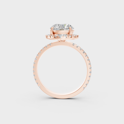 Rose Gold Engagement Halo Ring Set With Ethical Lab Diamonds