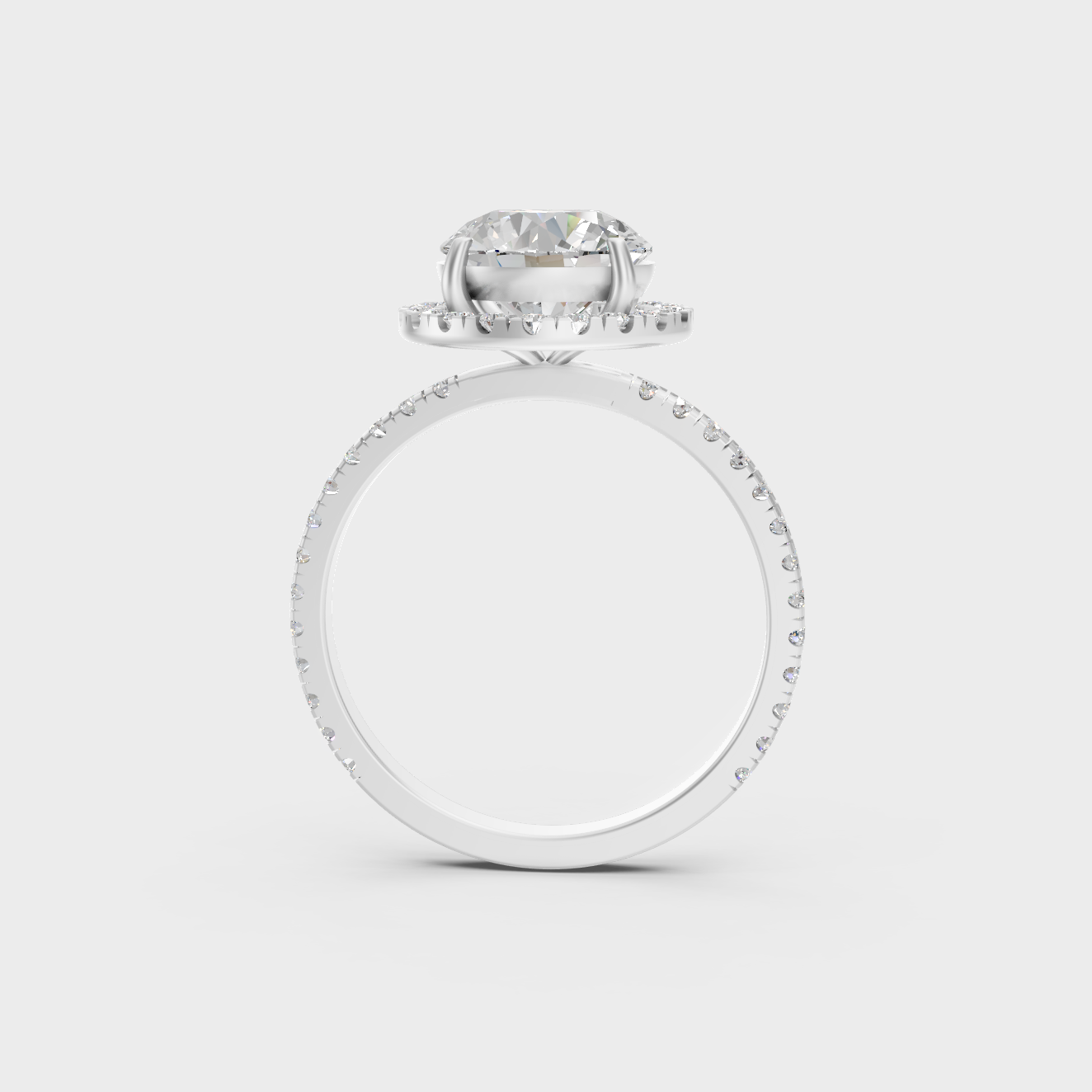 Modern Round Halo Diamond Ring Set In White Gold Style