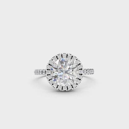 Platinum Round Halo Statement Ring Set Luxury Design