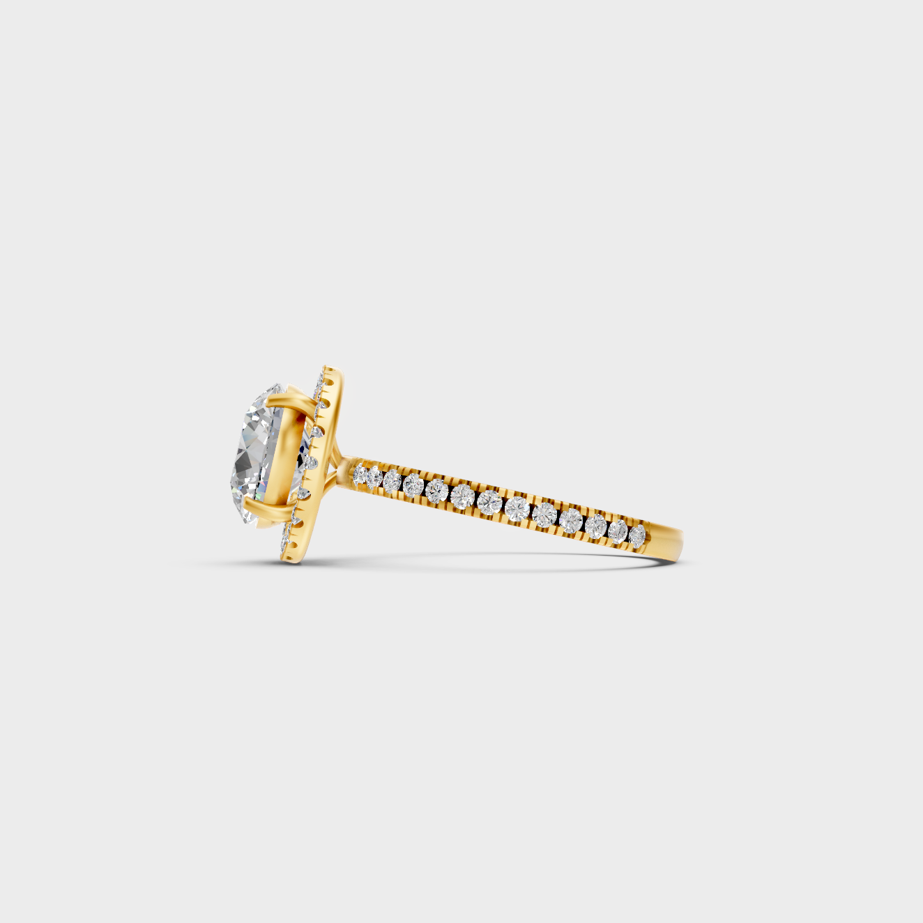 Designer Round Halo Diamond Ring Set In Yellow Gold