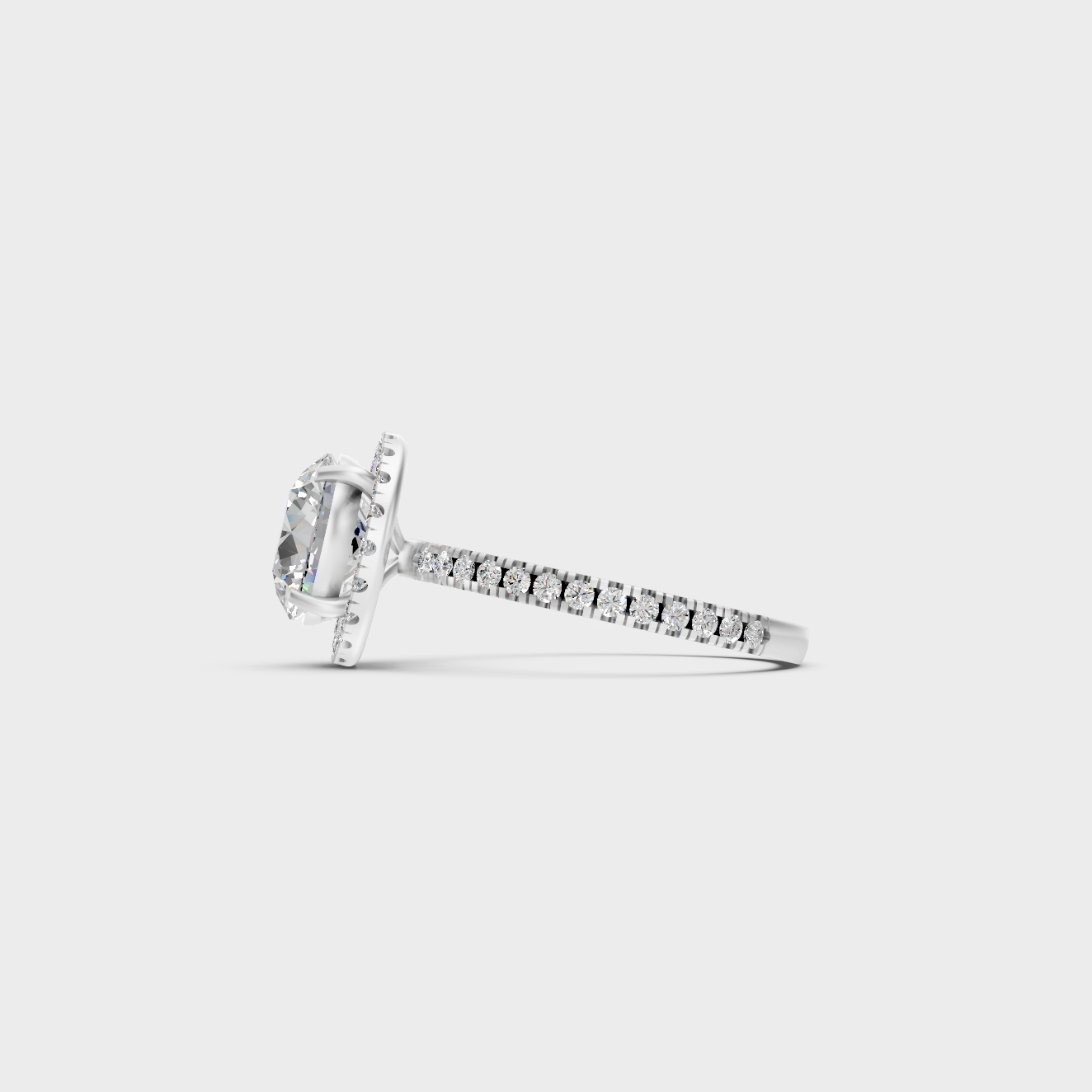 White Gold Round Halo Diamond Ring Set For Modern Elegance