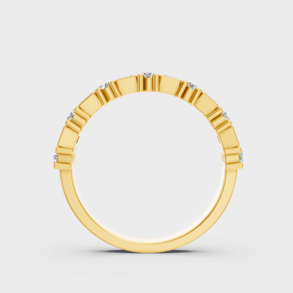 Yellow Gold Round Baguette Statement Band Luxury Jewelry
