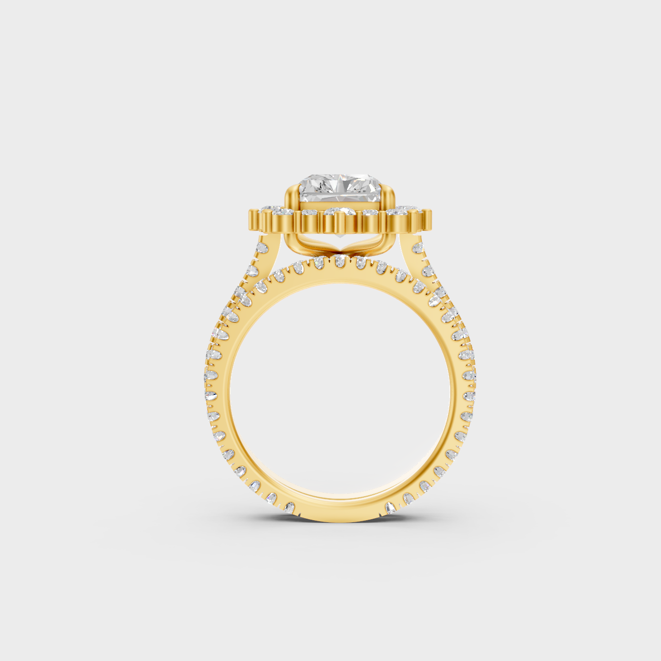 Yellow Gold Radiant Statement Ring Set Luxury Jewelry