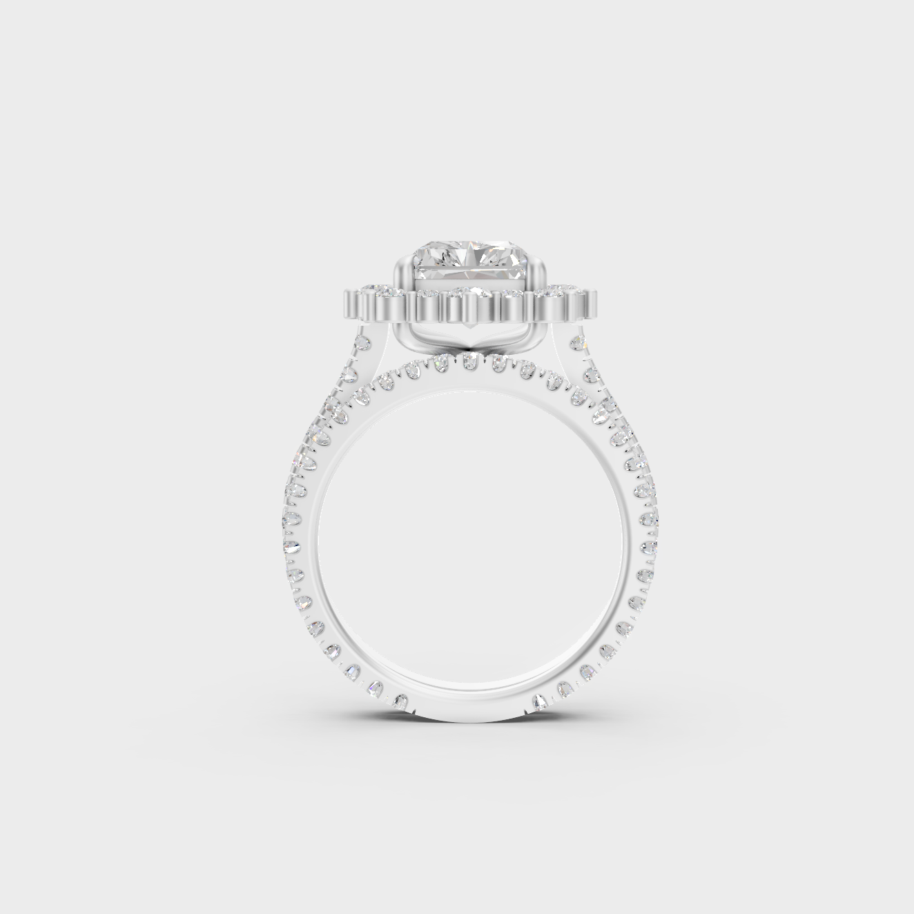 Premium Platinum Radiant Diamond Ring Set Fine Jewelry