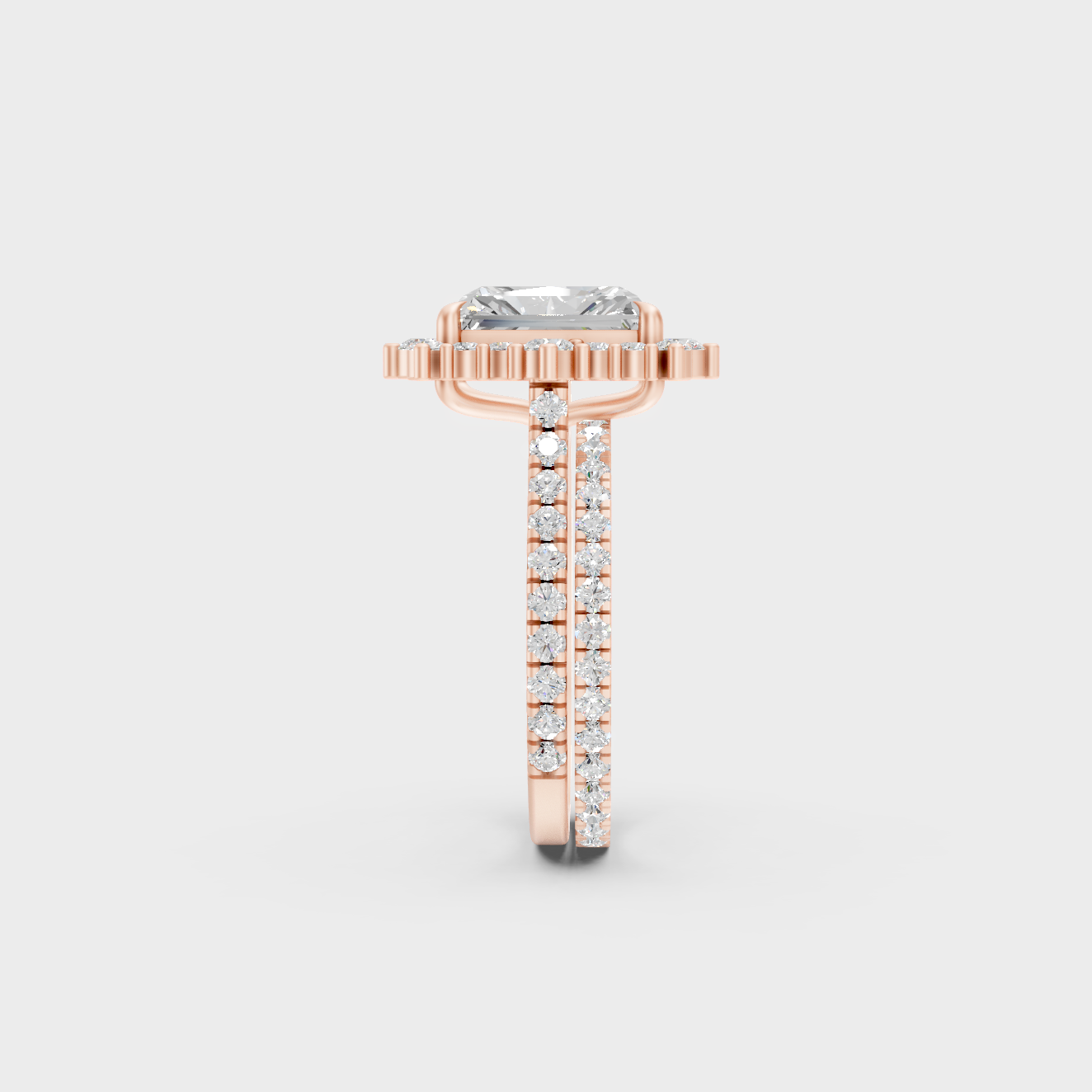 Radiant Cut Lab Diamond Ring Set In Rose Gold Elegant Style