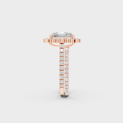 Radiant Cut Lab Diamond Ring Set In Rose Gold Elegant Style