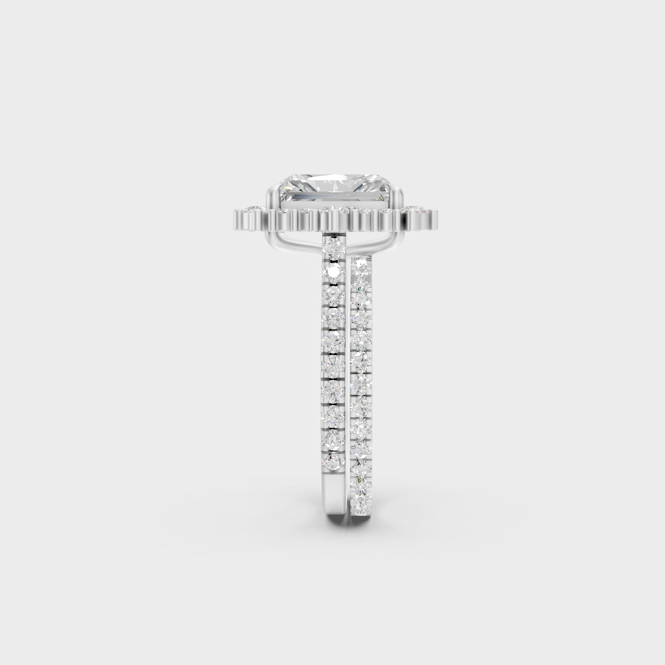 White Gold Certified Radiant Diamond Ring Set Elegant Style