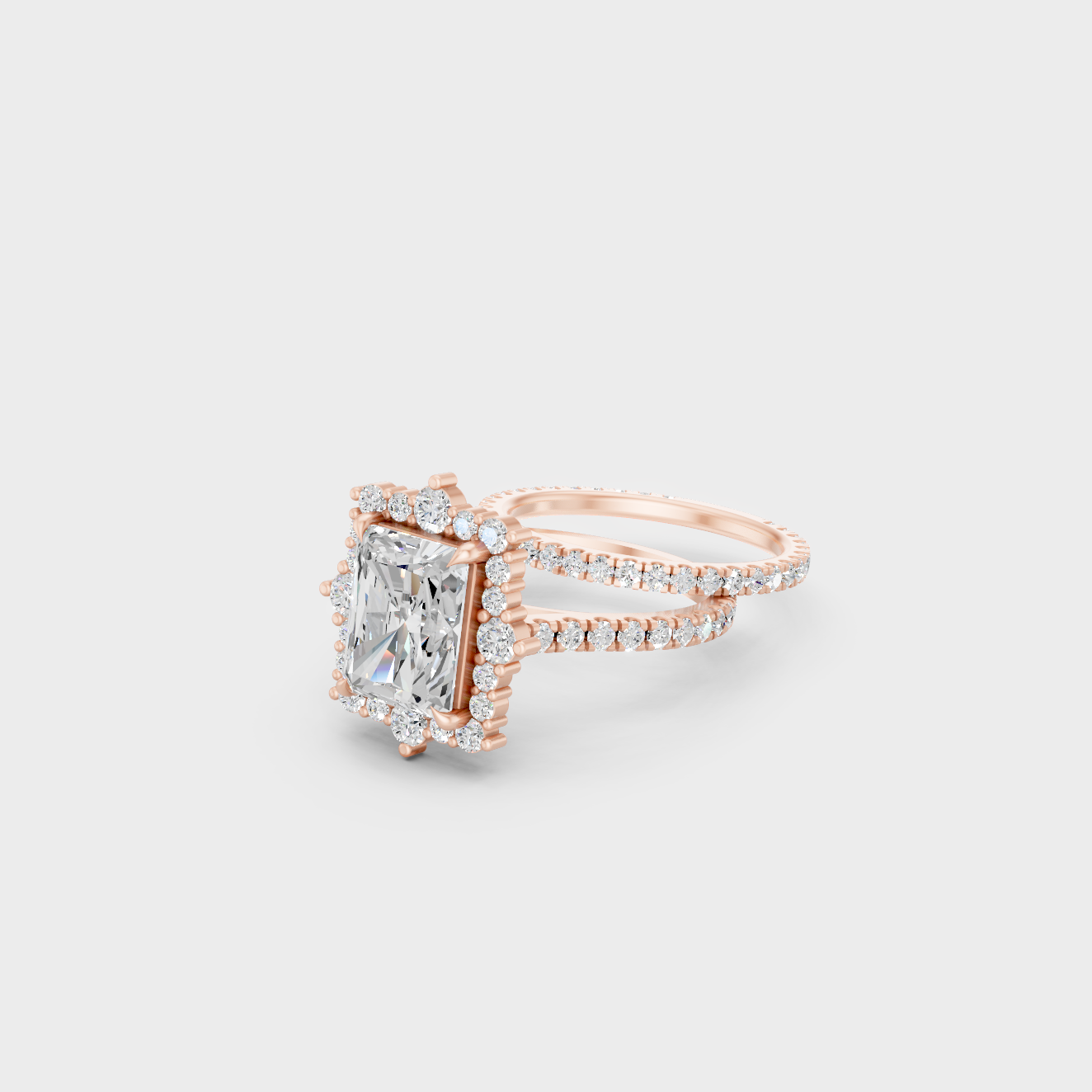 Ethical Lab Grown Radiant Ring Set In Rose Gold