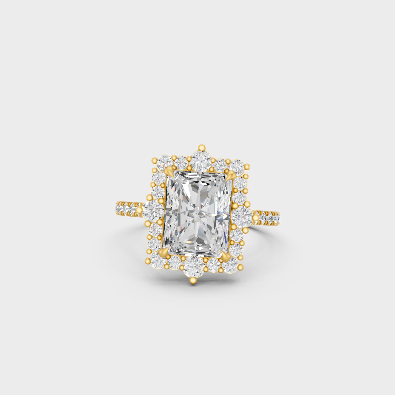 Yellow Gold Radiant Diamond Bridal Ring Set Luxury Design