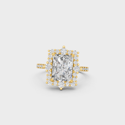 Yellow Gold Radiant Diamond Bridal Ring Set Luxury Design