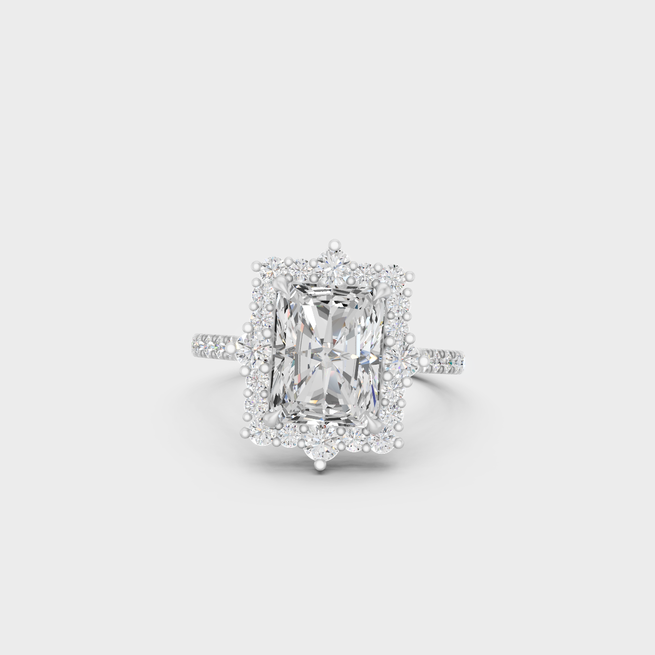 White Gold Radiant Proposal Ring Set With Brilliant Sparkle