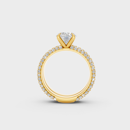 Yellow Gold Round Statement Ring Set Luxury Jewelry