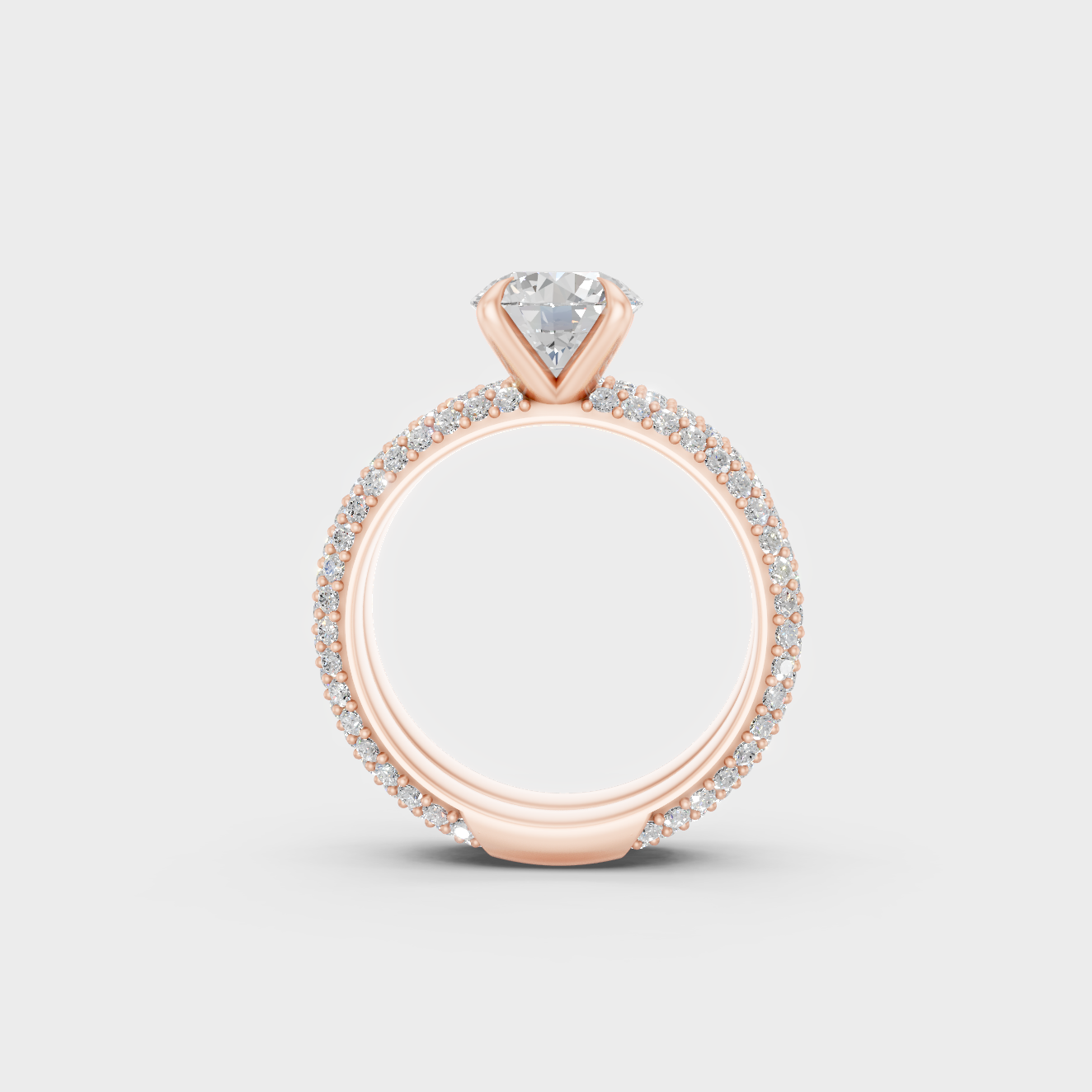Rose Gold Luxury Round Solitaire Engagement Ring Set