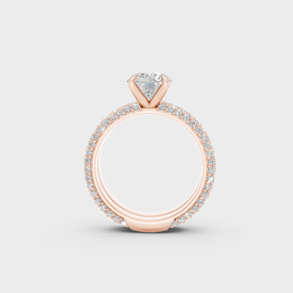 Rose Gold Luxury Round Solitaire Engagement Ring Set