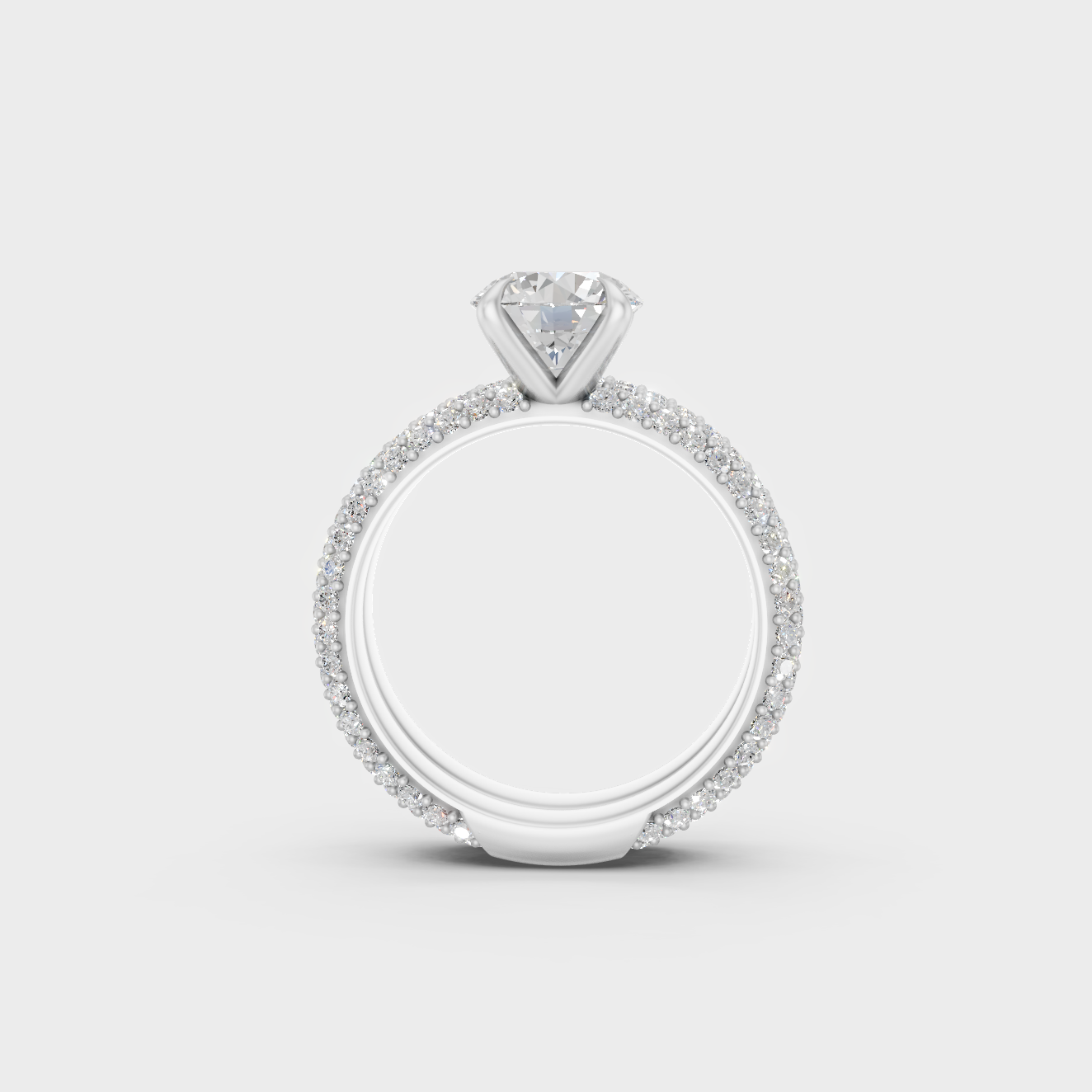 Premium Platinum Round Solitaire Diamond Ring Set Fine Jewelry