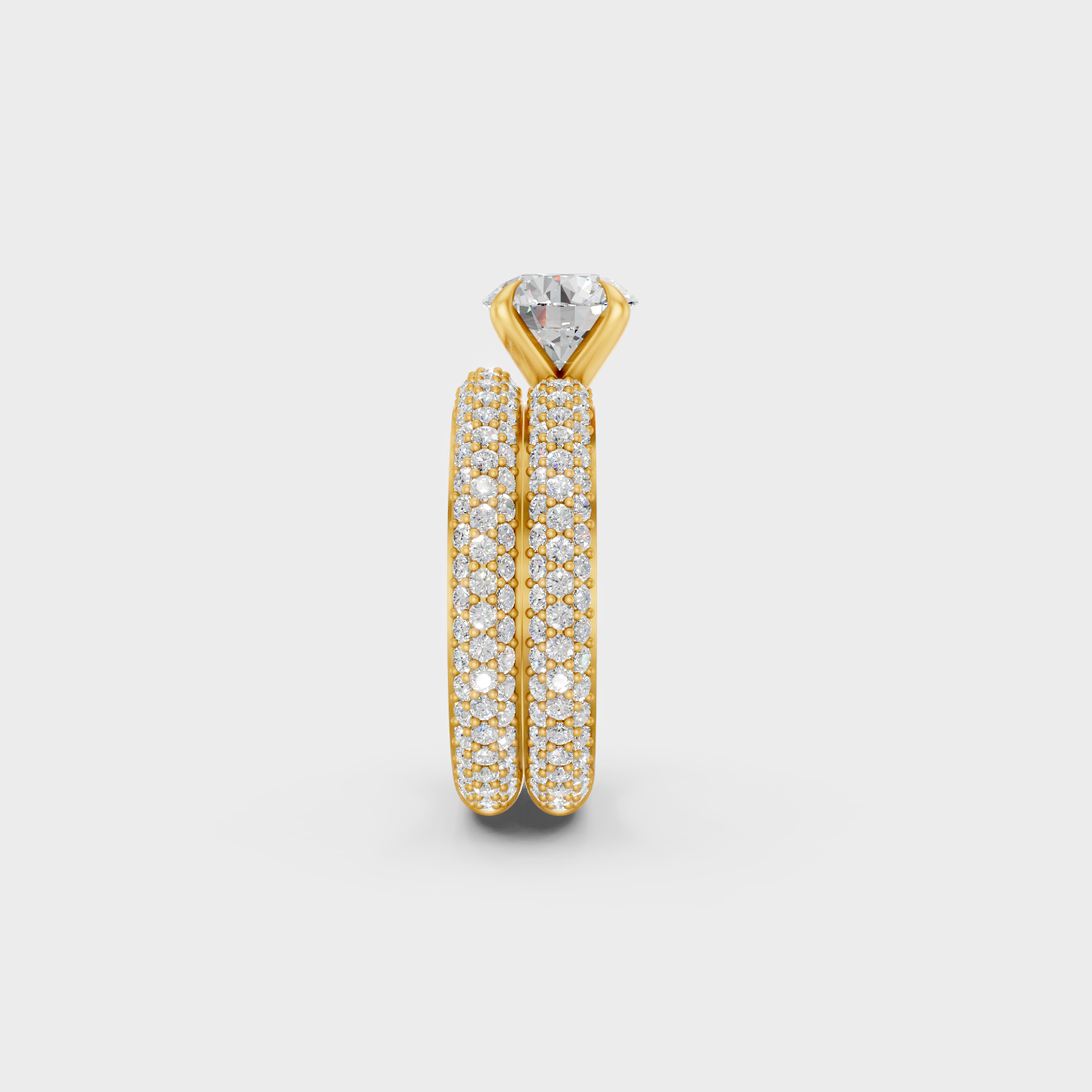 Elegant Round Proposal Ring Set In Yellow Gold