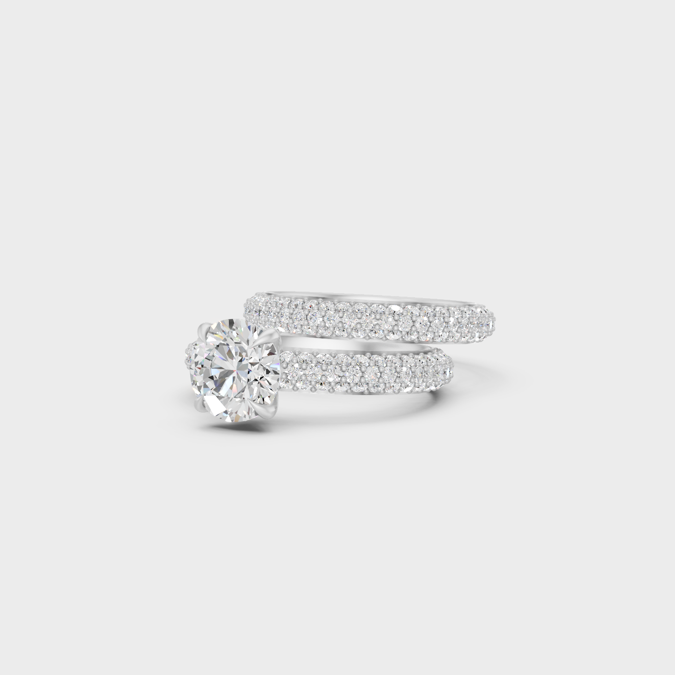 Platinum Round Cut Solitaire Diamond Ring Set Timeless Elegance