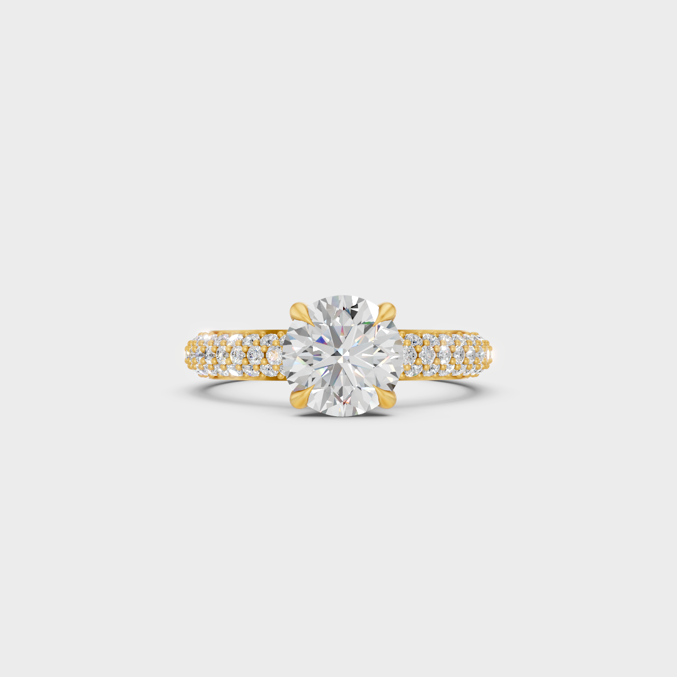 Yellow Gold Round Diamond Bridal Ring Set Luxury Design