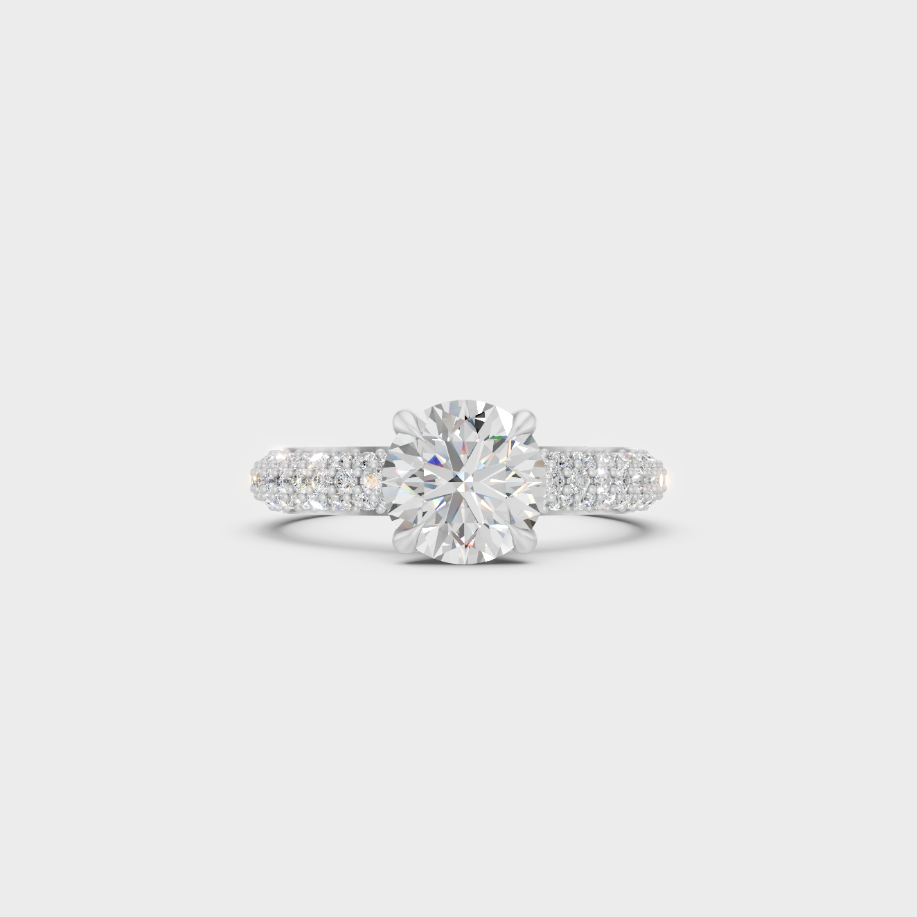 White Gold Round Proposal Ring Set With Side Diamond Sparkle