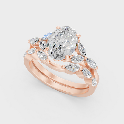 Contemporary Lab Diamond Ring Set In Rose Gold