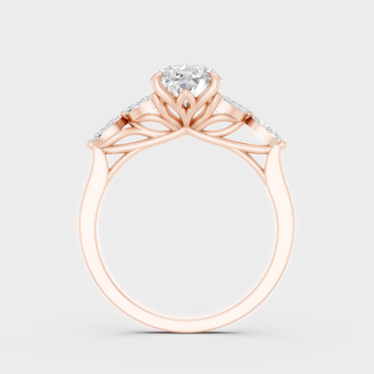 Rose Gold Luxury Oval Marquise Bridal Ring Set
