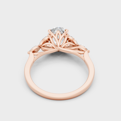 Rose Gold Oval Marquise Lab Grown Diamond Ring Set Luxury Style