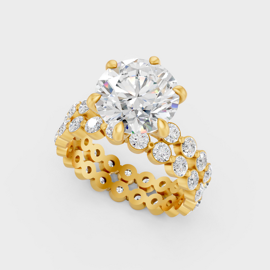 Luxury Round Diamond Eternity Ring Set In Yellow Gold Elegant Jewelry