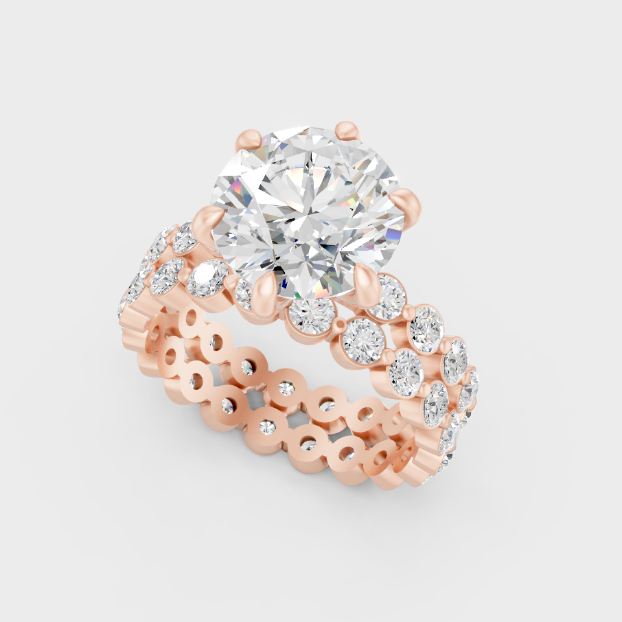 Rose Gold Round Lab Grown Diamond Eternity Ring Set Luxury Style