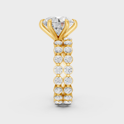 Elegant Round Eternity Proposal Ring Set In Yellow Gold