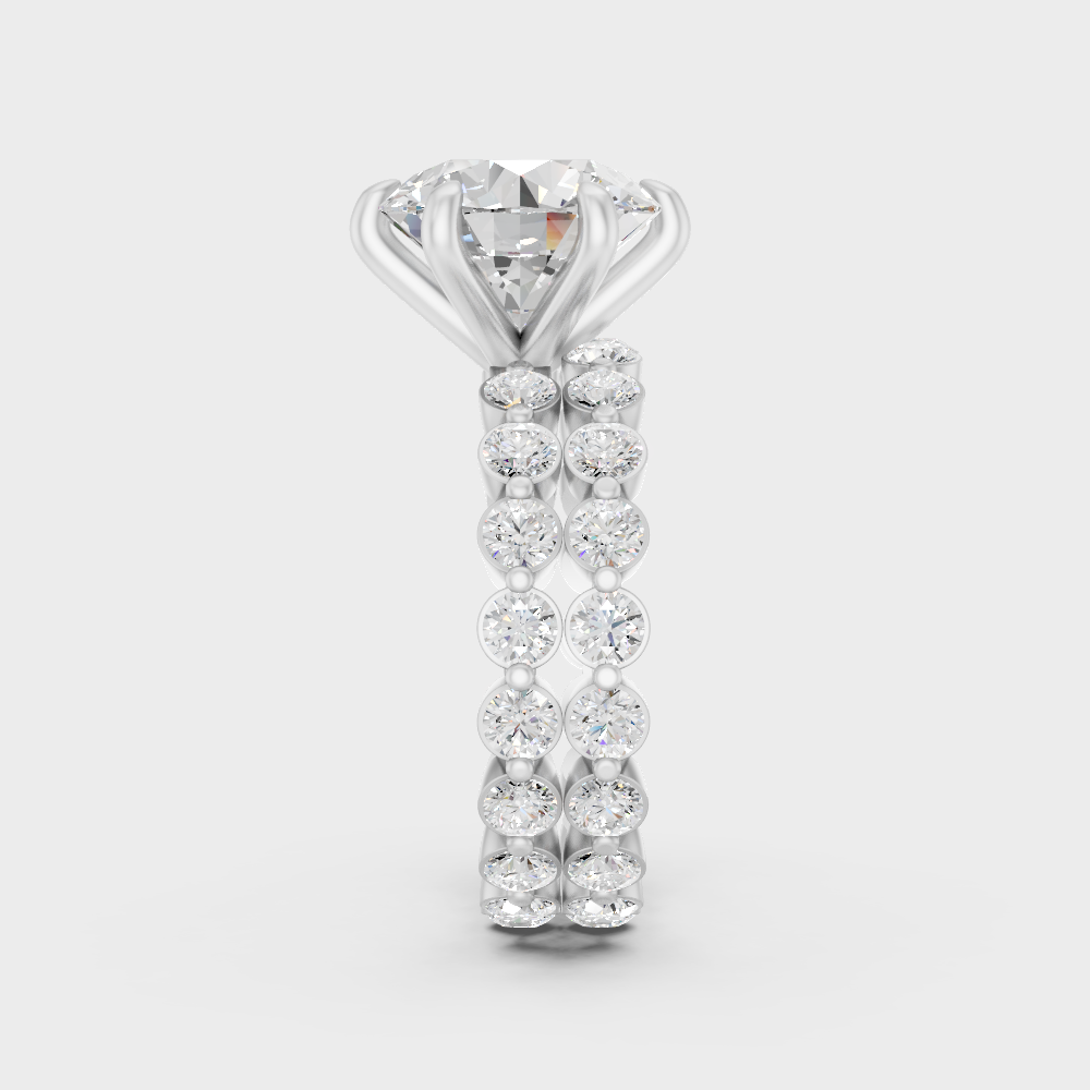 Platinum Round Eternity Statement Ring Set Luxury Design