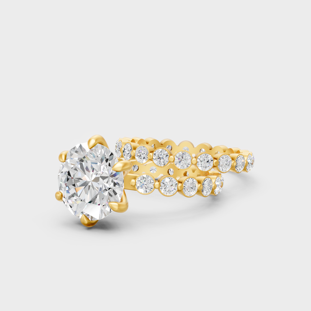 4.9 Ct Round Diamond Eternity Ring Set In Yellow Gold Fine Jewelry