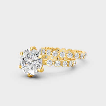4.9 Ct Round Diamond Eternity Ring Set In Yellow Gold Fine Jewelry