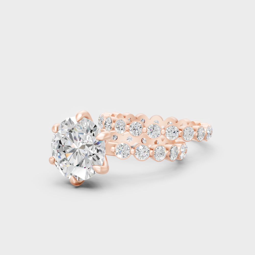 Round Cut Lab Diamond Eternity Ring Set In Rose Gold Elegant Design