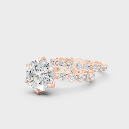 Round Cut Lab Diamond Eternity Ring Set In Rose Gold Elegant Design
